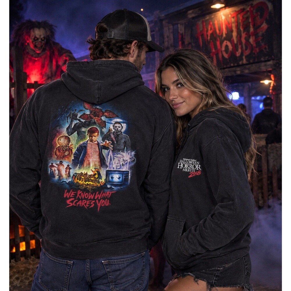 Y2K Universal Studios Halloween Horror Nights 2018 Hoodie Sweatshirt Black XL